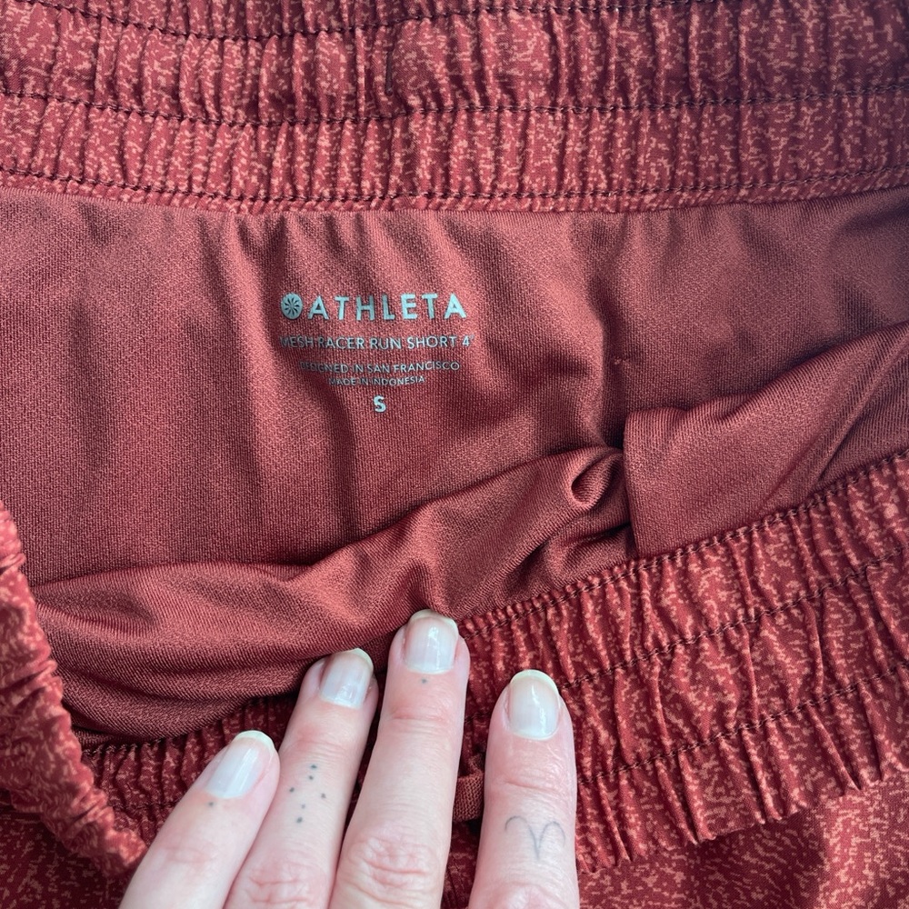 Athleta Rust Red Racer Run Shorts - Picture 4 of 4
